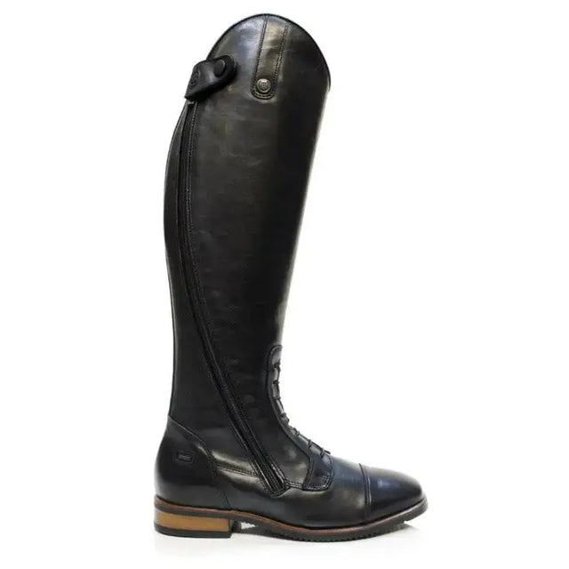 Black leather bareback footwear graceland long riding field boots with side zipper and front laces