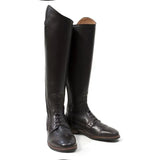 Black leather bareback footwear graceland long riding field boots with polished finish and classic lace-up design in brown