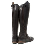 Dark brown leather graceland long riding field boots by bareback footwear with zipper closure and reinforced stitching