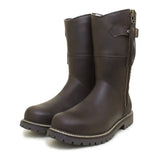 Dark brown leather hudson mid boots with side zipper and tassels featuring sheep wool insole and wil-tex membrane