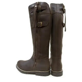 Dark brown leather hudson storm waterproof boots chocolate with zipper and buckle from bareback footwear hudson