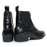 Black leather bareback footwear idaho jodhpur boots with elastic side panels and low block heel