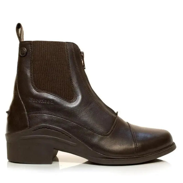 Brown leather idaho jodhpur boots by bareback footwear with zipper and elastic side panel for easy wear