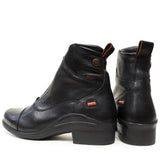 Black leather idaho storm waterproof jodhpur riding boots by bareback footwear with low heel and orange accents