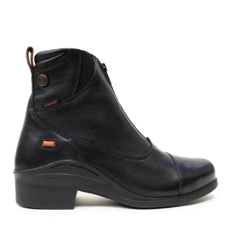 Black leather bareback footwear idaho storm waterproof jodhpur riding boots with low block heel and orange accents