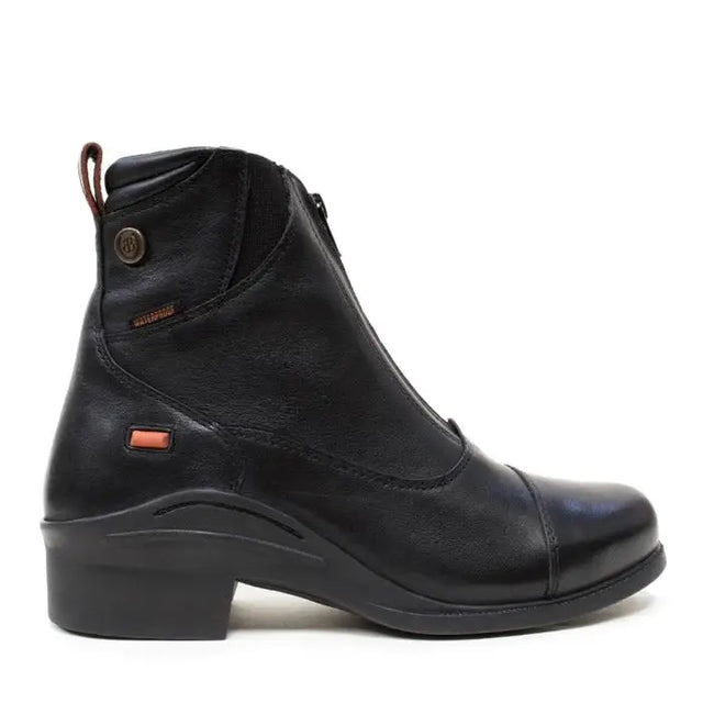 Black leather bareback footwear idaho storm waterproof jodhpur riding boots with low block heel and orange accents
