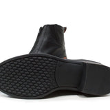 Black leather jodhpur riding boots with honeycomb-patterned sole from bareback footwear idaho storm waterproof line
