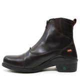 Dark brown leather bareback footwear idaho storm waterproof jodhpur boot with inner zipper and orange pull tab visible from back