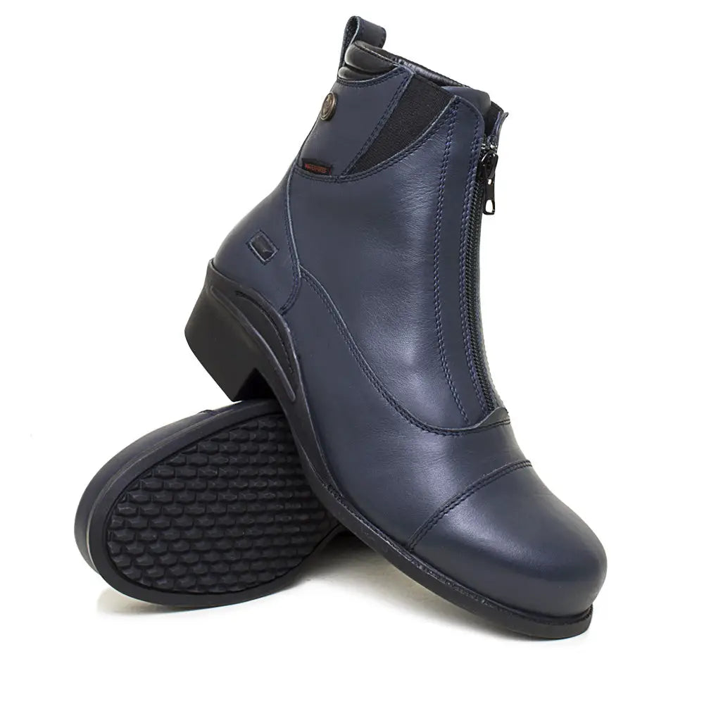 Dark blue leather bareback footwear idaho storm waterproof jodhpur riding boot with zipper and reinforced stitching
