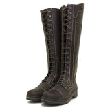 Dark brown leather kentucky long riding boots with black laces and silver-toned eyelets from bareback footwear kentucky