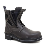 Bareback footwear kentucky storm waterproof grey leather ankle boots with black laces side zipper and reinforced stitching