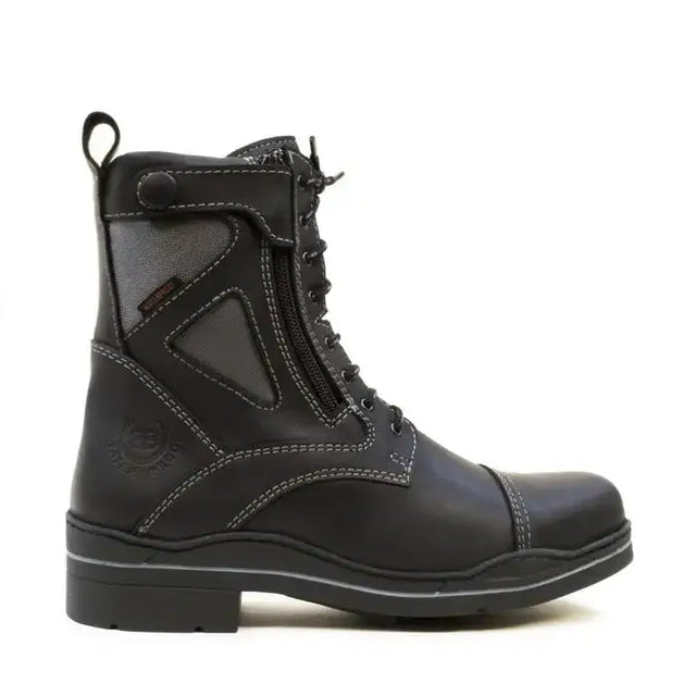 Black leather bareback footwear kentucky storm waterproof jodhpur boots with reinforced panels and side zipper