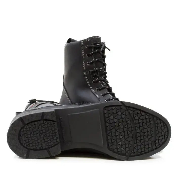 Black leather lace-up bareback footwear kentucky storm waterproof jodhpur boots with rugged rubber sole
