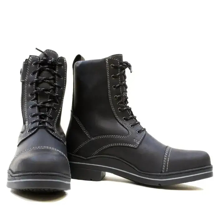 Bareback footwear kentucky storm waterproof jodhpur boots in black leather with white stitching and rugged sole