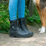 Black leather bareback footwear kentucky storm waterproof jodhpur boots with reinforced stitching and rugged design
