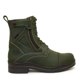 Olive green leather bareback footwear kentucky storm waterproof jodhpur boots with mesh panels and black laces