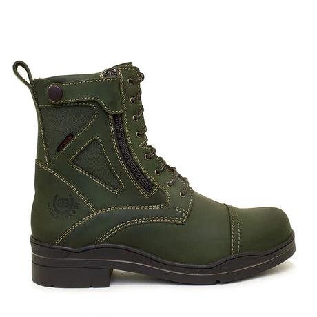 Olive green leather bareback footwear kentucky storm waterproof jodhpur boots with mesh panels and black laces