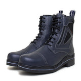 Dark navy leather waterproof jodhpur boots with black laces and side zipper from bareback footwear kentucky storm