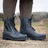 Dark gray leather kentucky storm waterproof jodhpur boots with black laces and reinforced toe cap from bareback footwear kentucky