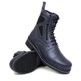 Dark navy leather waterproof jodhpur boots with black laces and side zipper from bareback footwear kentucky storm