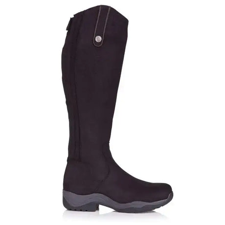 Black suede montana riding boots from bareback footwear with silver button detail and dark grey rubber sole
