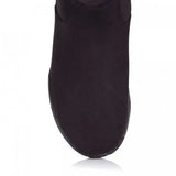 Black suede bareback footwear montana riding boots with sleek minimalist design in standard and wide calf options