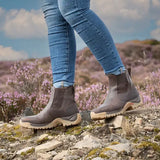 Dark gray suede chelsea boots with rugged sole and stitching details from bareback footwear ottawa storm waterproof line
