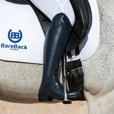 Dark navy leather phoenix long riding boot from bareback footwear phoenix with polished finish and sturdy heel
