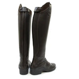 Dark brown leather phoenix long riding boots with zipper and button closure by bareback footwear phoenix