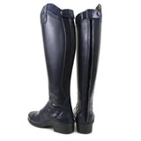 Dark navy leather phoenix long riding field boots by bareback footwear with polished finish and side stitching