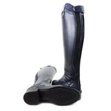 Dark navy leather bareback footwear phoenix long riding field boots with sleek glossy finish and black rubber soles