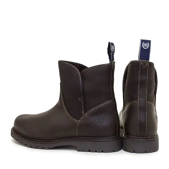 Dark brown leather bareback footwear quebec waterproof ankle boots with sturdy rubber sole and stormproof wil-tex lining