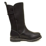 Black leather knee-high quebec waterproof boots from bareback footwear quebec with sturdy rubber sole and memory foam waterproof design