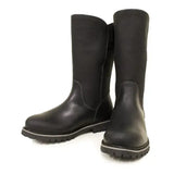 Black leather bareback footwear quebec waterproof boots with rugged sole and visible stitching memory foam waterproof design