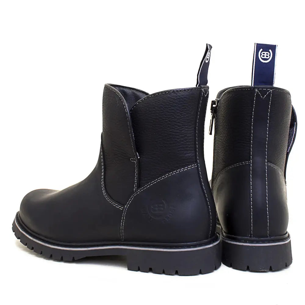 Bareback footwear quebec waterproof zip black leather chelsea boots with white stitching and textured sole