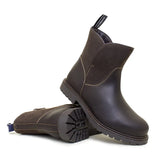 Dark brown leather bareback footwear quebec waterproof zip ankle boots with memory foam and rugged sole