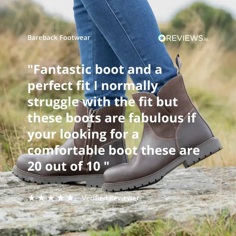 Brown bareback footwear quebec waterproof zip ankle boots with memory foam and rugged rubber sole