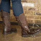 Brown leather bareback footwear quebec waterproof zip mid calf boots with zipper buckle stormproof wil-tex details