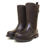 Dark brown leather bareback footwear quebec waterproof zip mid calf boots with rugged stormproof wil-tex sole and stitching