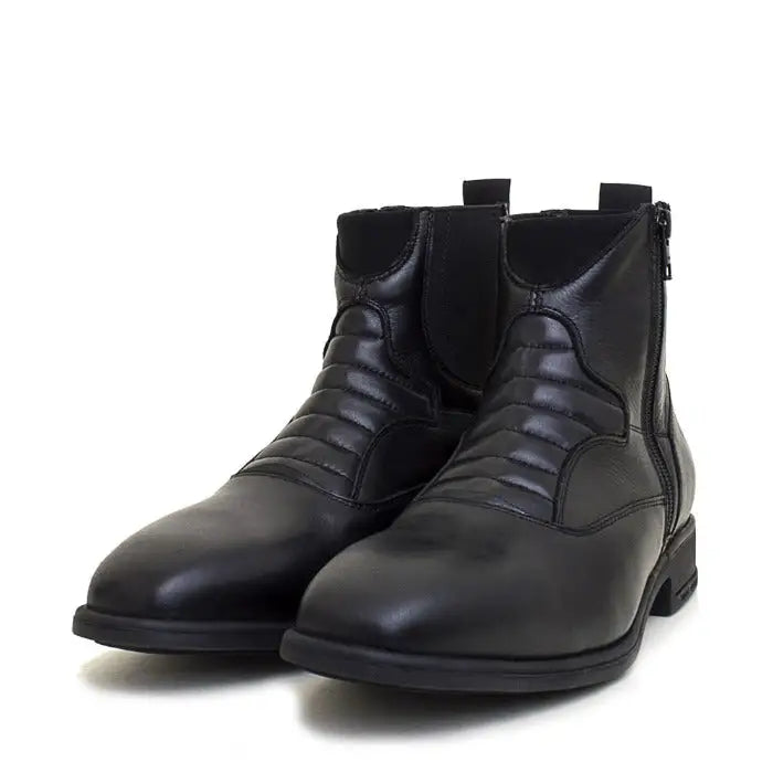 Black leather ankle rio jodhpur boots by bareback footwear rio with quilted detailing and zipper closure and leather lining