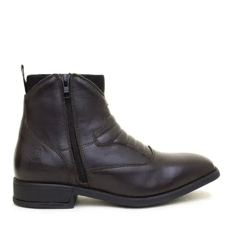 Dark brown leather rio jodhpur boots with side zipper and stitched detailing from bareback footwear rio collection