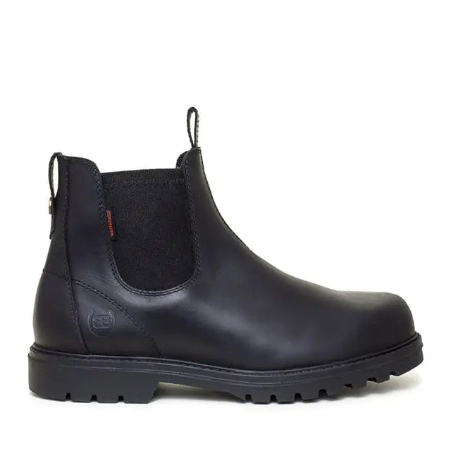 Black leather vancouver storm waterproof boots black with elastic side panels and rugged sole offering arch support
