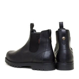 Black leather vancouver storm waterproof boots with elastic side panels sturdy rubber sole and arch support