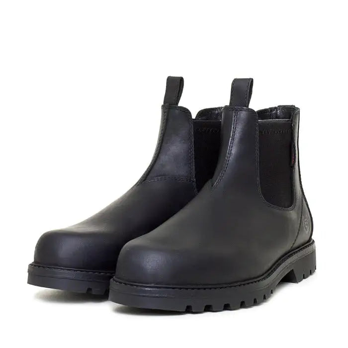 Bareback footwear vancouver storm waterproof boots black leather with elastic panels rugged sole and arch support