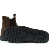 Brown leather chelsea boot with black rubber sole from bareback footwear vancouver storm waterproof boots brown