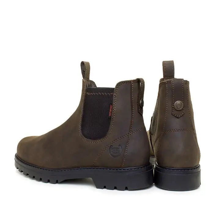Brown leather chelsea boots with black soles and elastic sides by bareback footwear vancouver vancouver storm waterproof