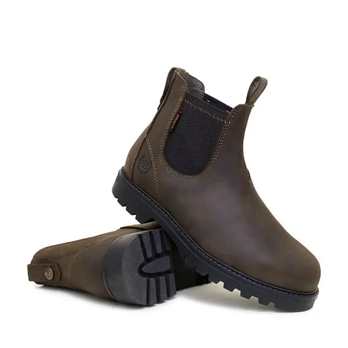 Dark brown leather bareback footwear vancouver chelsea boots with black rubber soles waterproof boots brown