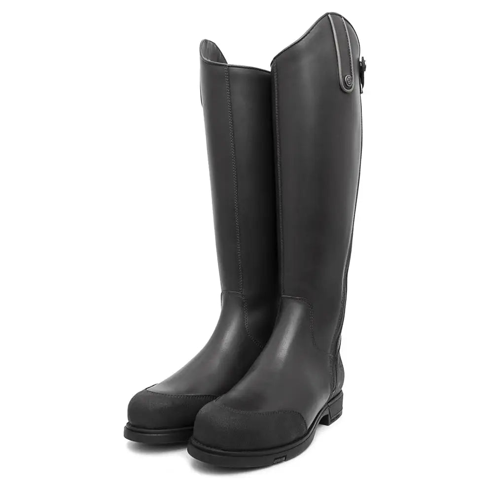 Black leather bareback footwear vermont storm waterproof long riding boots with sleek glossy finish and subtle stitching
