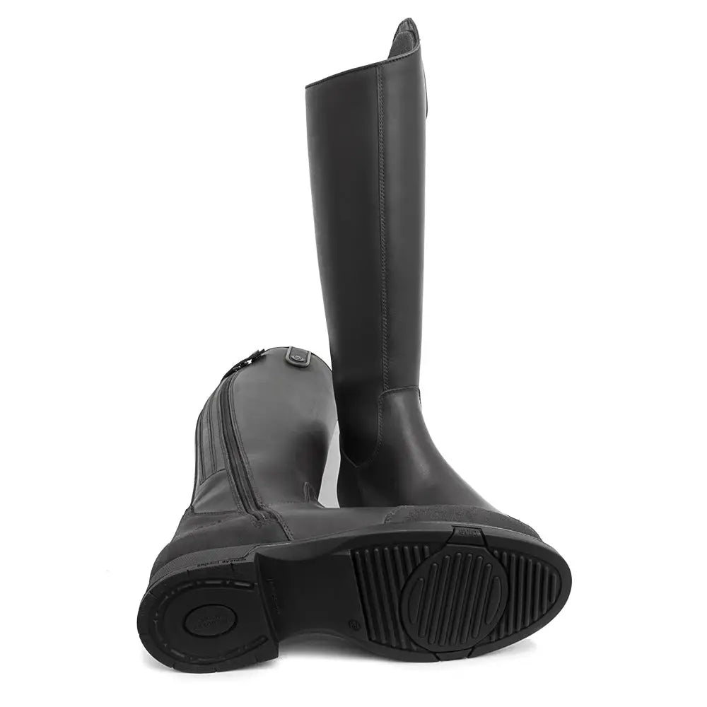 Black leather vermont storm waterproof long riding boots by bareback footwear with reinforced rubber soles