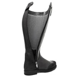 Black leather vermont storm waterproof long riding boot with mesh panel and zipper closure by bareback footwear